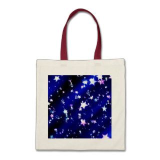 White Stars on Blue Patterned Background Bags