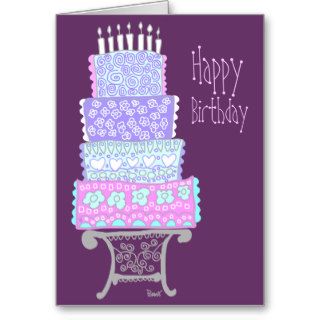 Purple Happy Birthday Cake Card
