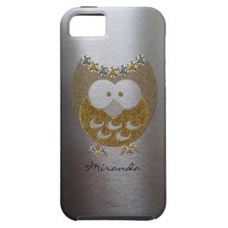 Faux Gold Silver Rhinestone Bling Owl Personalized iPhone 5/5S Cases