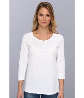 LAmade 3/4 Sleeve Henley Womens Long Sleeve Pullover (White)