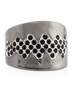 Black Pave Bear Trap Ring, Size 6