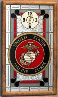 United States Marine Corps Framed Glass Wall Clock Sports & Outdoors