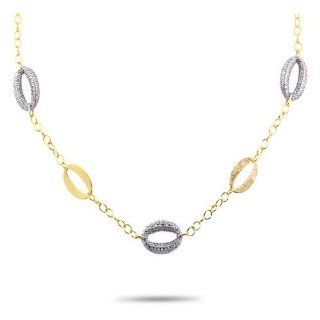 18K Yellow Gold over Sterling Silver, Diamond Accent Fashion Necklace: Jewelry