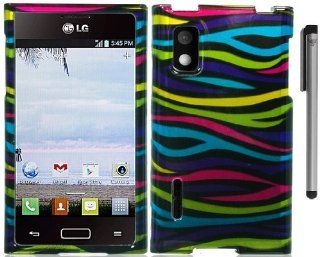 Rainbow Zebra Hard Cover Case with ApexGears Stylus Pen for Lg Optimus Extreme L40G by ApexGears: Cell Phones & Accessories