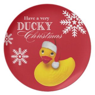 Snowflake Rubber Ducky Santa Christmas Party Plates