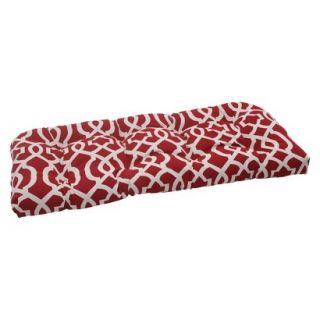 Outdoor Wicker Loveseat Cushion   Red/White Geometric