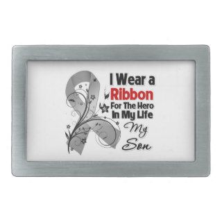 Son Hero in My Life Brain Cancer Rectangular Belt Buckle