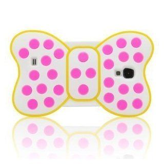 I Need Lovely 3D Pink Dots Yellow Frame Bow knot Soft Silicone Case Cover Compatible for Samsung Galaxy S4 I9500(White) Cell Phones & Accessories