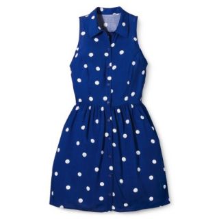 Merona Womens Woven Sleeveless Shirt Dress   Blue Polka Dot   10