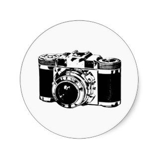 Retro 35 mm Camera    Vintage Cameras Round Stickers