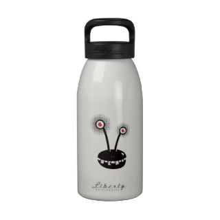 Funny Halftone Cartoon Alien Drinking Bottle