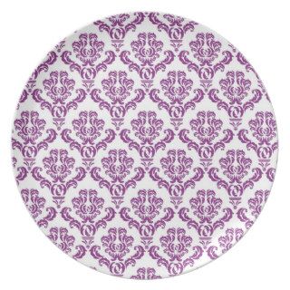 Vintage Purple Damask Pattern Plate