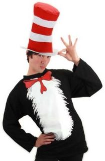 Dr. Seuss The Cat in the Hat Costume Long T Shirt & Striped Hat Set (Adult XX Large): Adult Sized Costumes: Clothing