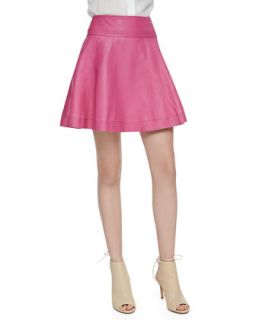 Womens Leather Skater Skirt, Bright Pink   Cusp by Neiman Marcus