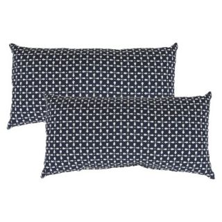 Threshold 2 Piece Outdoor Lumbar Pillow Set   Navy Geometric