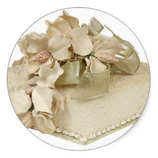 Square Wedding Cake Round Stickers