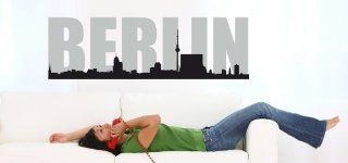WANDTATTOO BERLIN SKYLINE WANDAUFKLEBER WANDSTICKER WALLPRINT 2 FARBIG (Größe Skyline 39 x 132 cm , Berlin Schrift 32 x 130 cm) Nr.113: Küche & Haushalt