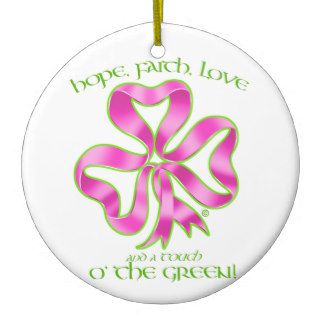 Breast Cancer Hope Ribbon Christmas Ornaments