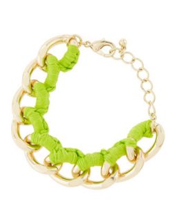 Knot Threaded Chain Wrap Bracelet, Neon Green