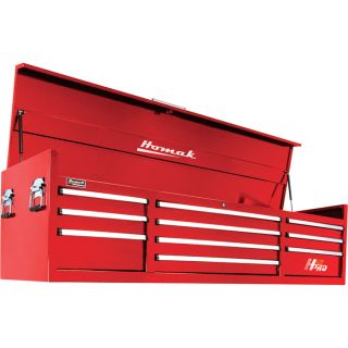 Homak H2PRO 72 Inch 10 Drawer Top Tool Chest   Red, 71 3/4 Inch W x 21 3/4 Inch