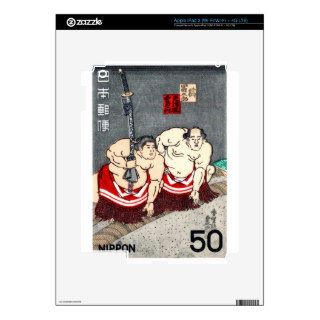 Vintage 1978 Japan Sumo Wrestlers Postage Stamp iPad 3 Skin