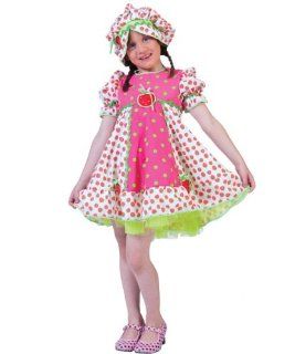 Pierro´s Kostüm Erdbeere Kind Kinderkostüm / Mädchenkostüm Kleid Haube Größe 104 116 128 140 für Karneval, Fasching, Halloween, Motto Party / Märchen und Geschichten: Spielzeug