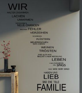 XXL Spruch   WIR Familie Haus Lachen family Wandtattoo Aufkleber 140x40cm B339 (schwarz): Küche & Haushalt