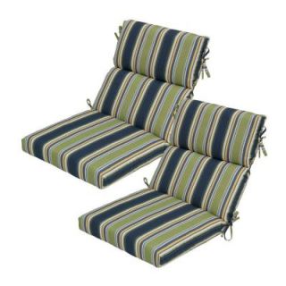 Hampton Bay Burkester Stripe High Back Outdoor Chair Cushion (2 Pack) 7718 02002100