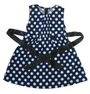 Schönes Kleid für Mädchen (Größe 120, 120 130 cm)  Blau mit weißen Punkten: Bekleidung