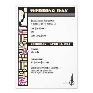 Art Deco Wedding Invitation, White 5.5 x 7.5