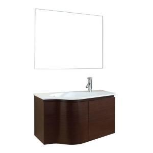 Virtu USA Roselle 36 in. Single Basin Vanity in Walnut with Ceramic Vanity Top in White and Mirror ES 1236 C WA