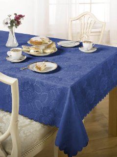 Luxus Damast ornament mit Rosenmuster Jacquard Tischdecke Blau Rund 177 cm: Küche & Haushalt