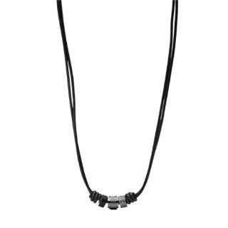 Fossil Jewelry Herren Halskette mit Anhänger Edelstahl schwarz JF00501797: Schmuck