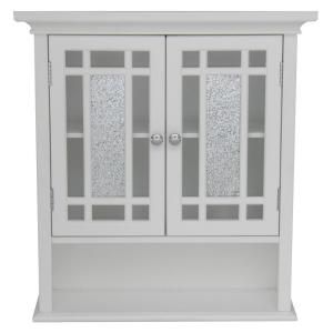 Elegant Home Fashions Winfield 24 in. H x 22 in. W x 7 in. D Wall Cabinet in White Color with Mosaic Glass HDT527
