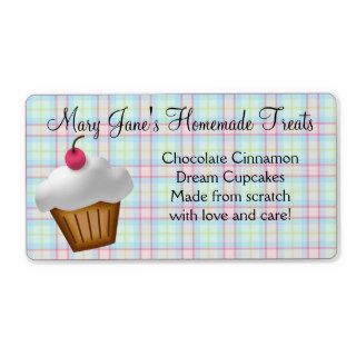 Cute Plaid Cupcake Custom Label