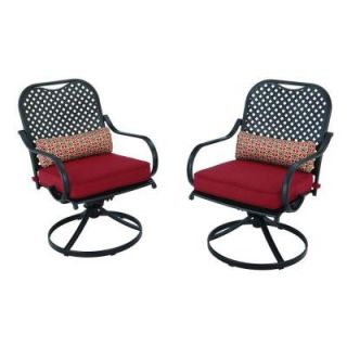 Hampton Bay Fall River Motion Patio Dining Chair with Dragon Fruit Cushion (2 Pack) DY11034 DR R