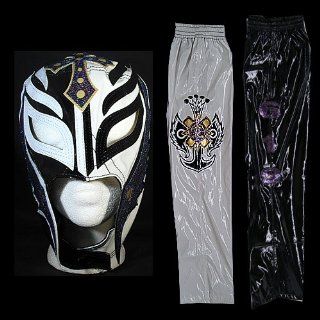 WWE Rey Mysterio Black & White Replica Kid Size Mask & Pants Combo Deal: Toys & Games