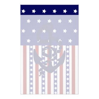 Patriotic Stars Stripes Anchor Sailor Pattern Customized Stationery