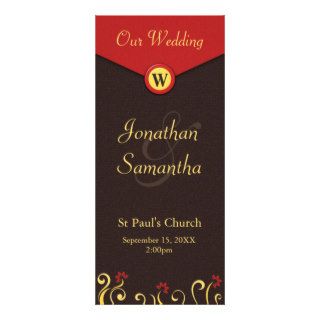 Brown Red Yellow Swirls Wedding Program Templates Rack Cards