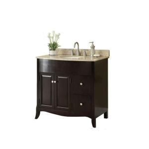 37 in. W x 35 in. H x 22 1/2 in. D Vanity in Espresso with Marble Vanity Top in Cream and White Basin MD V1201