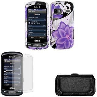 iFase Brand LG Rumor Reflex LN272 Combo Violet Lily Protective Case Faceplate Cover + LCD Screen Protector + Black Horizontal Leather Pouch for LG Rumor Reflex LN272: Cell Phones & Accessories
