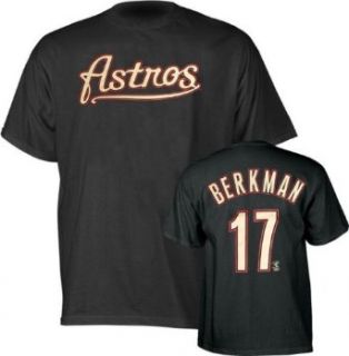 Lance Berkman Houston Astros Jersey Name and Number Black T Shirt : Clothing