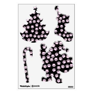 Dog Paws Traces Paw prints Pink, Black Wall Stickers