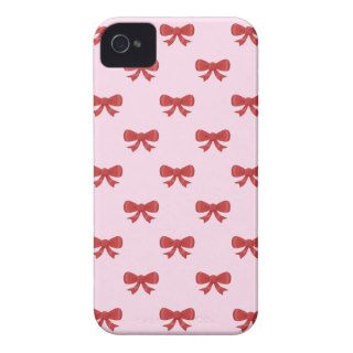 Pattern of nice red bows on pretty pink background iPhone 4 cases