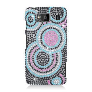 Motorola Droid RAZR MAXX HD XT926 Bling Gem Jeweled Jewel Crystal Diamond Black Pink Blue Circles Cover Case: Cell Phones & Accessories