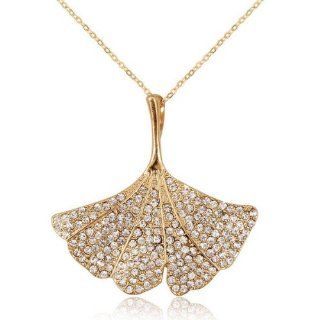 Fashion White Crystal Gold Tone Cute Pendant Long Chain Necklace 47cm   Beta Jewelry: Jewelry