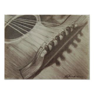 Graphite Drawing   Acoustic Guitar Print
