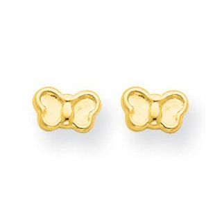 14k Yellow Gold Butterfly Children's Post Earrings: Jewelry