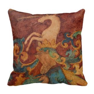 Whimsical White Unicorn Painting Pillows