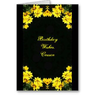 Birthday wishes Cousin, yellow daisies Greeting Cards